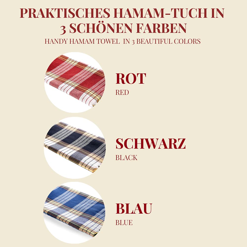 Carenesse Hamamtuch Classic 20er Set 80 x 170 cm Saunatuch rot kariert