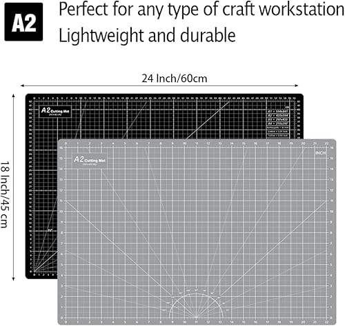 Miniatura 2 de HEADLEY TOOLS Tapete de corte autorreparable grueso de 18 x 24 pulgadas, tapete de costura de corte giratorio A2 para manualidades, tabla de cortar