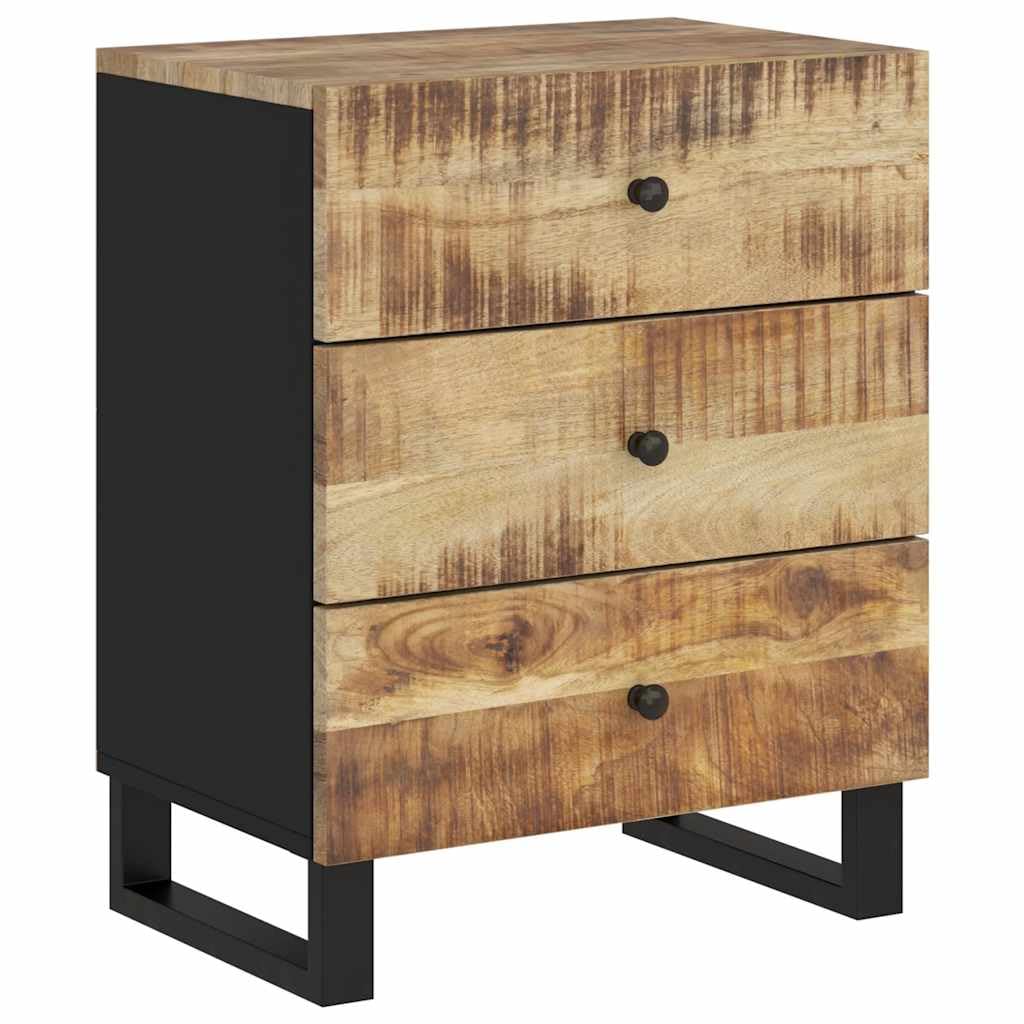 Table de chevet industrielle avec 3 tiroirs de rangement en métal