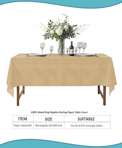 Miniatura 2 de 6 manteles desechables para fiestas, mantel de papel kraft de 54 x 108 pulgadas, rectangular, impermeable, 3 capas de papel y plástico, para