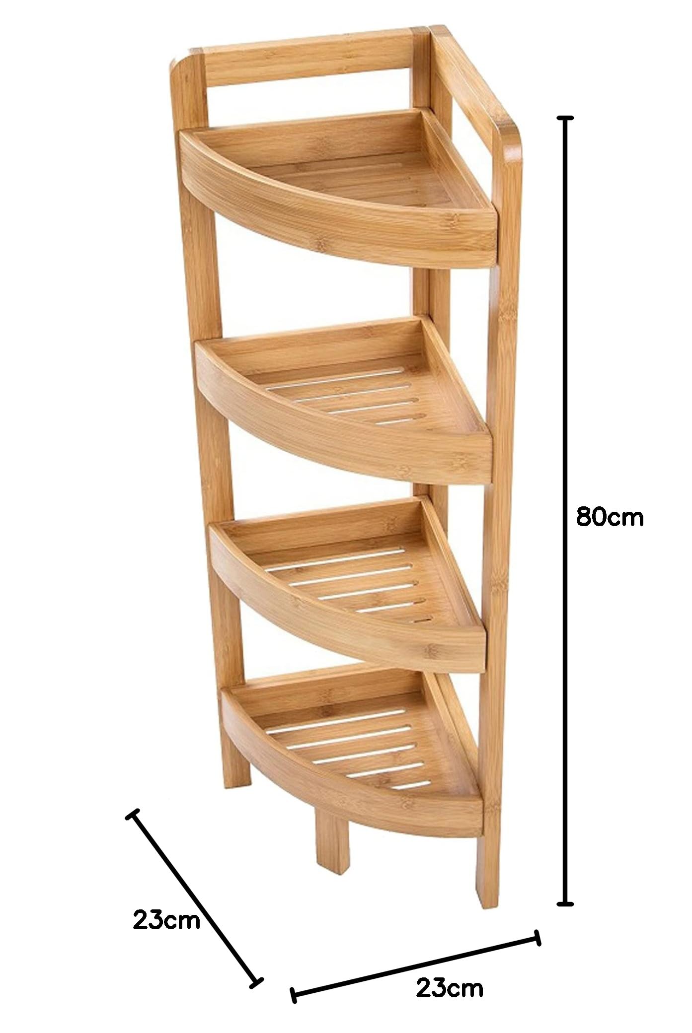 Bambus Badregal Standregal Eckregal Badregal mit 4 Ablagen Holzregal Badezimmerregal 80 cm hoch