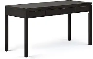 SIMPLIHOME Hollander SOLID WOOD 60 inch Wide Home Office Desk, Writing Table, Workstation, Study Table Furniture in Hickory Brown with 2 Drawers