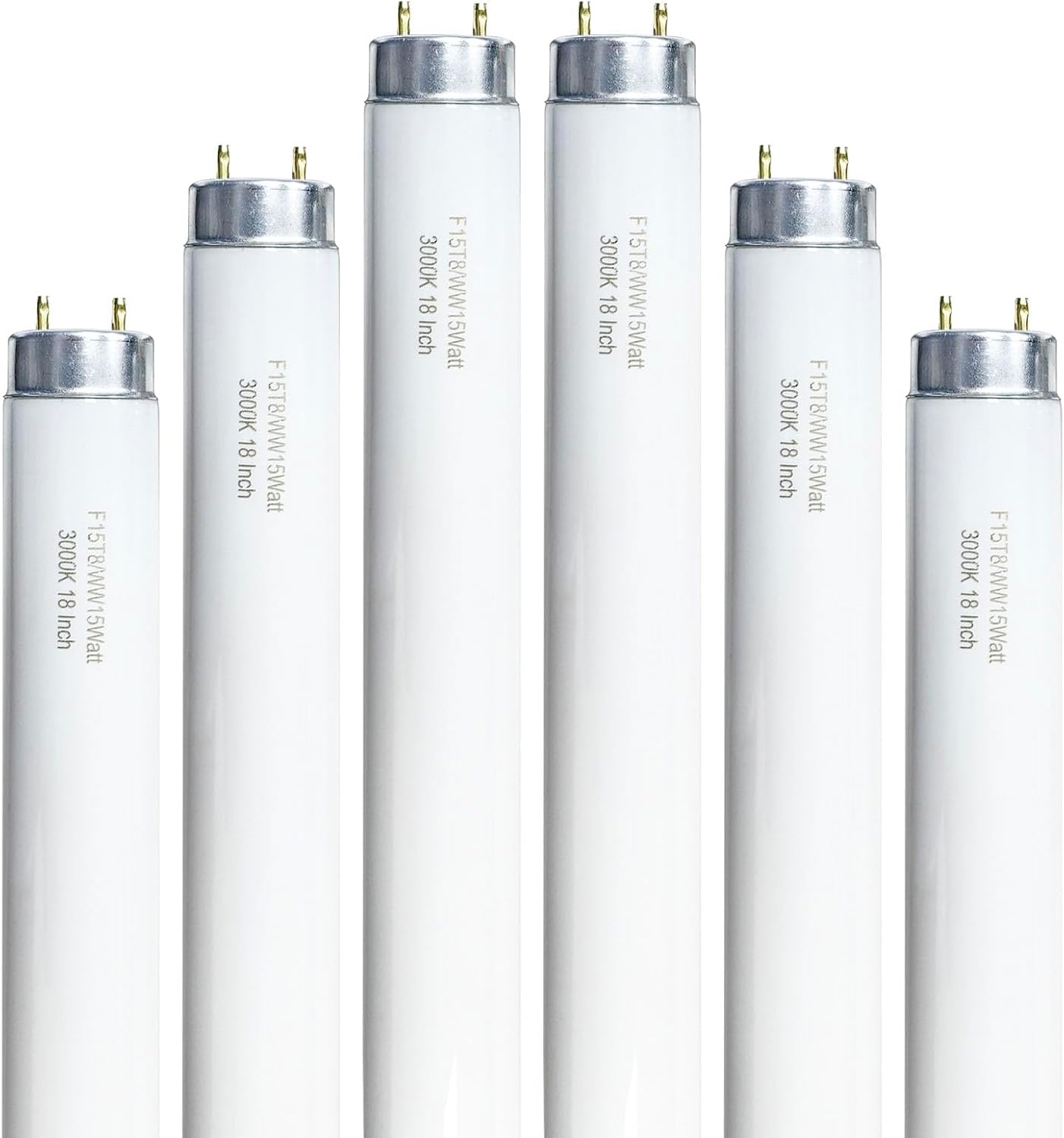 18 Inch F15T8/WW 15W Soft White Fluorescent Bulb Compatible with Philips Alto ECO GE Staco Light Fixture, T8 Fluorescent Bulb 15 Watt 3000K, 900 Lumens 6 Count 6Pcs-18 Inch T8 15W