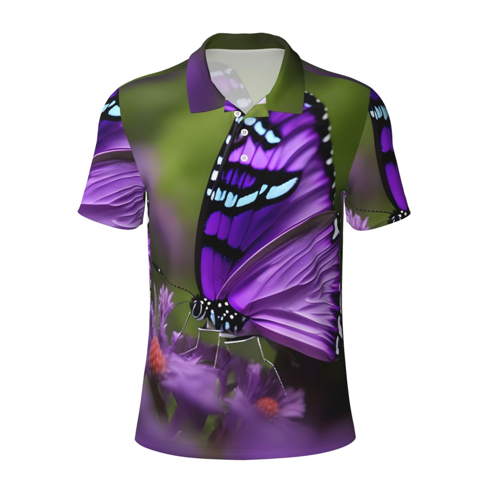 Chemise décontractée pour hommes type polo imprimé violet - 8