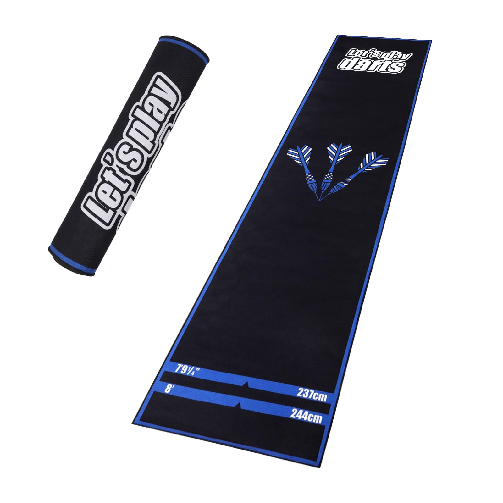 Tapis de Fléchettes Professionnel avec Système de Ligne Oche & Lignes de Lancer – Tapis de Fléchettes Premium pour Sol | 260 x 60 cm | Idéal comme Cadeau