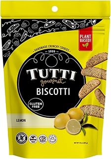 Tutti Gourmet Gluten Free Lemon Biscotti 10oz, Handmade & Vegan | Dairy-free, Egg-free, Halal certified. Twice-baked Italian Cookies w/ Lemon . Enjoy with Coffee or Tea