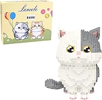 Vista 10 de Larcele Conjunto de animales de bloques de construcción micro para gatos, mini ladrillos de juguete de construcción 3D, 1191 piezas KLJM-05