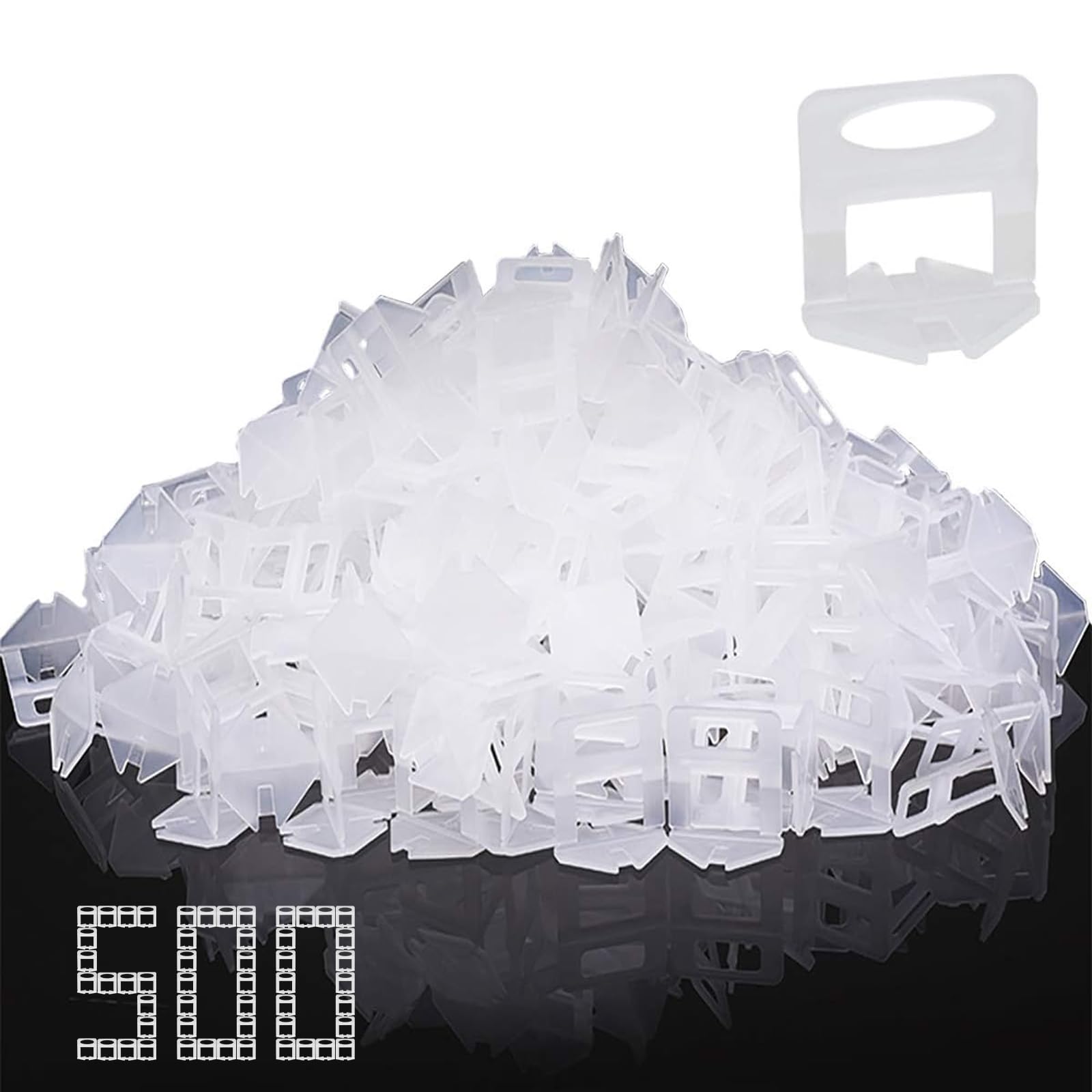Storystore No Tile Leveling System, 1.5Mm Leveling Spacer Clips (500Pcs) Diy Tiles Leveler Spacers For Ceramic Tile And Stone Installation, Floor Tile Spacers Wall Tile Leveling System