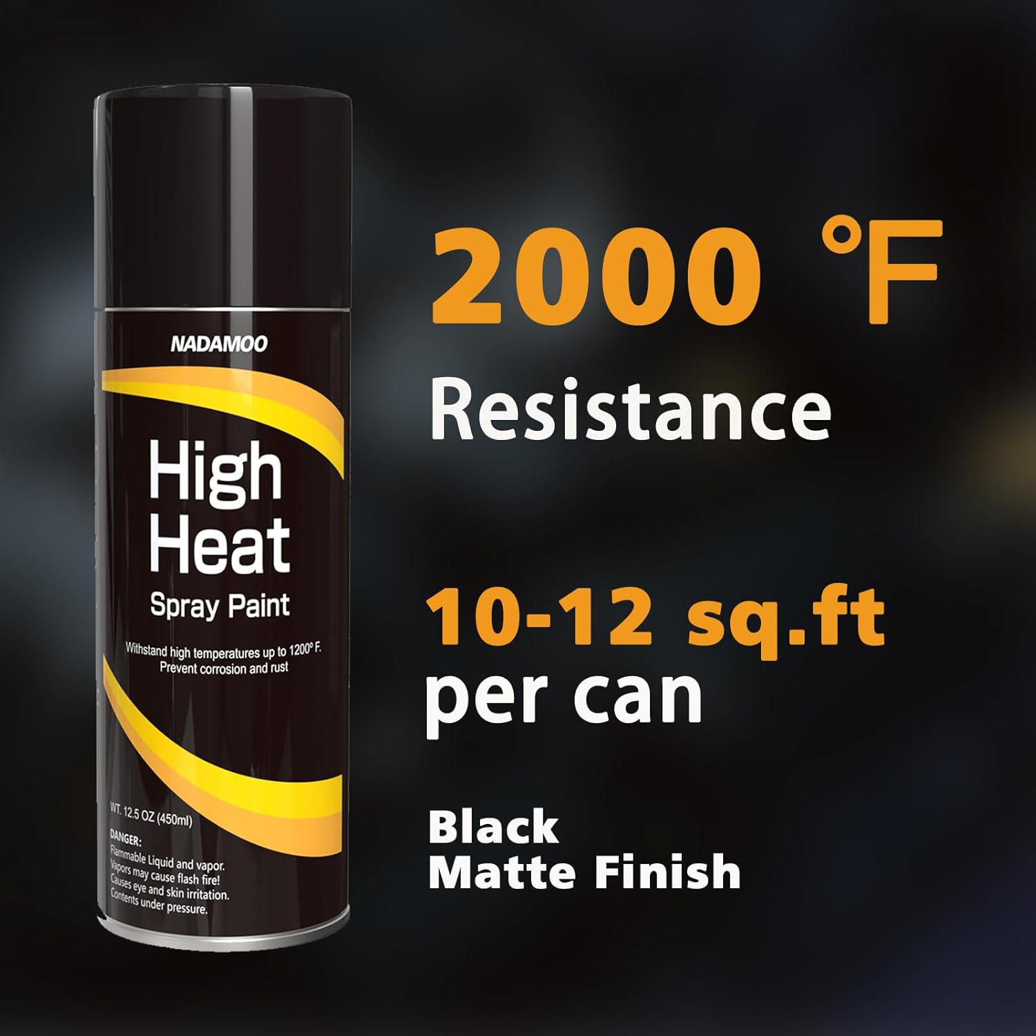 NADAMOO High Heat Spray Paint for Metal, Matte Finish BBQ & Stove Aerosol Paint - High Temperature Resistant Up to 2000°F, 2 Cans, Black