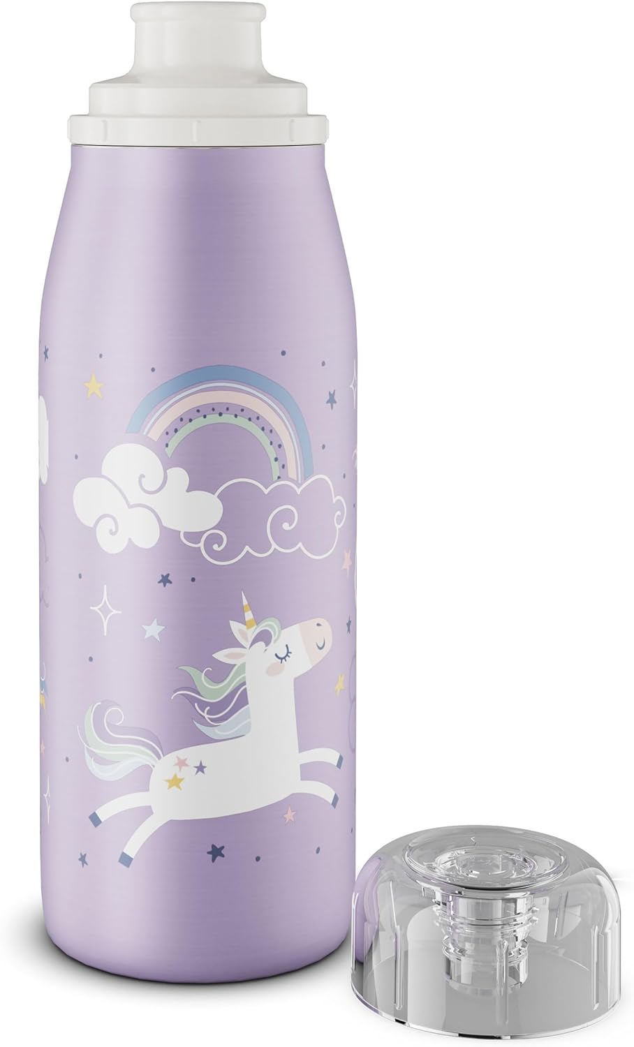 alfi Kids ISO Bottle 350 ml, Purple Unicorn Rainborgen, Insulated Drinking Bottle Children's Stainless Steel, Absolutely Tight Screw Cap, Keeps 12 Hours Hot, 24 Hours Cold, Drinking Bottle for