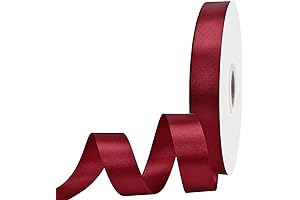 Maclemon 7/8 Inch Wide 100 Yards Double Face Burgundy Satin Ribbon