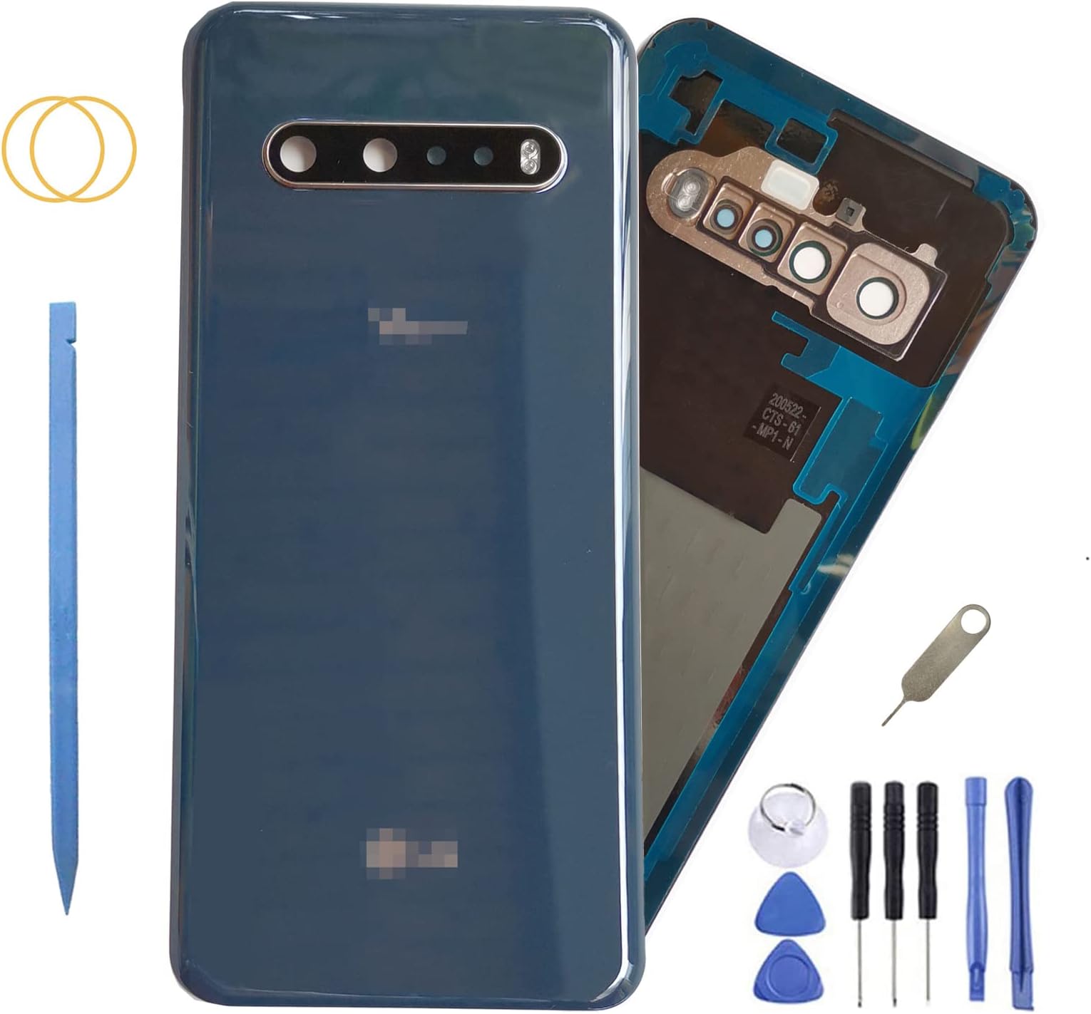 ubrand V60 ThinQ Battery Rear Back Glass Cover Replacement for LG V60 ThinQ with Camera Glass Lens and Frame Tape (Blue)