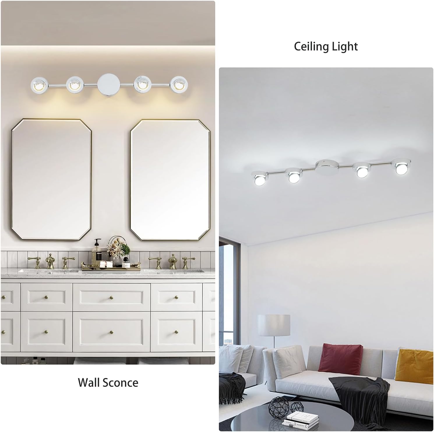 Qcyuui Track Lighting 4-Light LED Track Lighting Fixtures Ceiling Dimmable Kitchen Ceiling Light with Remote Brushed Nickel Rotatable Heads Ceiling Spotlight Wall Light for Bedroom Living Room