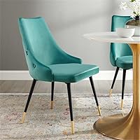 Vista 45 de Modway EEI-3907-GRY Adorn - Silla auxiliar de comedor de terciopelo copetudo, color gris