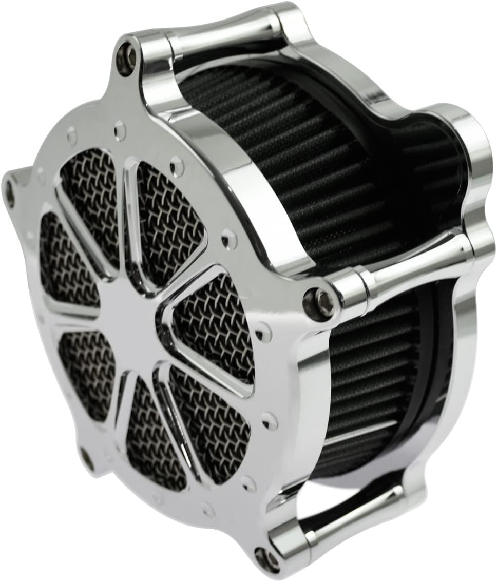 HDBUBALUS Motorcycle Air Cleaner Gray Intake Air Filter Fit For Harley Touring Trike 2008-2016 Chrome