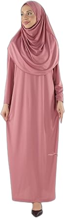 2133_Tek Par a Kaymaz Ba rt l  Namaz Tesett r Elbisesi Boneye Son, 00433 G l Kurusu, XS