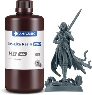 ANYCUBIC ABS-Like Resin Pro 2, Upgraded 8K 3D Printer Resin with Enhanced Strength and Toughness, High Precision, Low Odor, Wide Compatibility for All LCD Resin 3D Printers (HD Grey, 1kg)