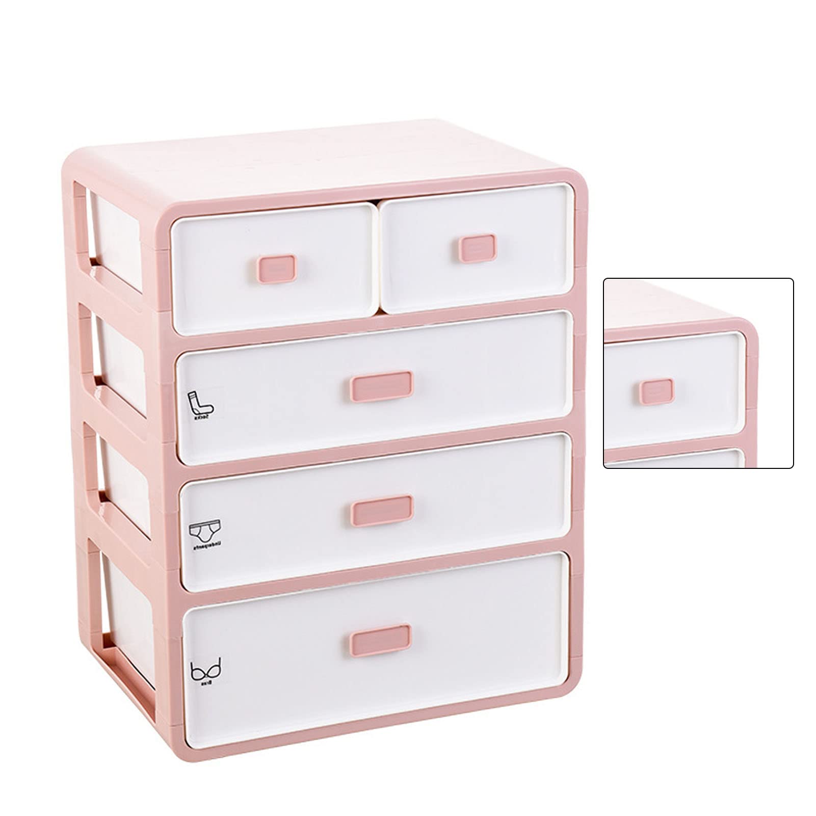 Fockety Armoire de Rangement pour sous-vêtements Compartiment en Maille Matériau PP Réduire l'encombrement Organisateur de sous-vêtements Chaussettes de Soutien-Gorge à 4 Couches Conception de (Rose)