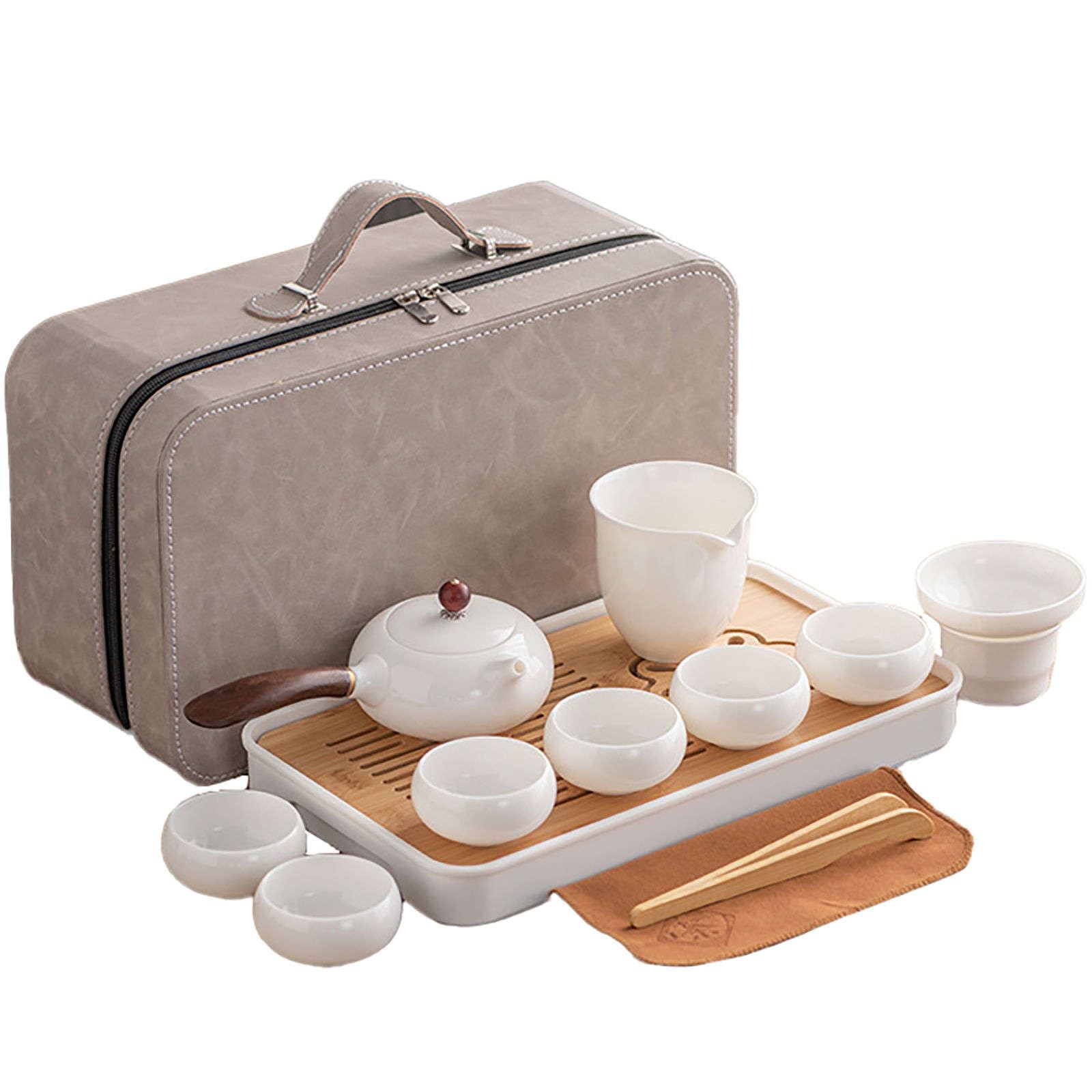 zestaw do herbaty, Zestaw do herbaty z porcelany kostnej, 10 sztuk, filiżanki japońskiej i 6 filiżanek Czajniczek ze spodkami Pudełko upominkowe na podwieczorek w biurze Świetny prezent-A