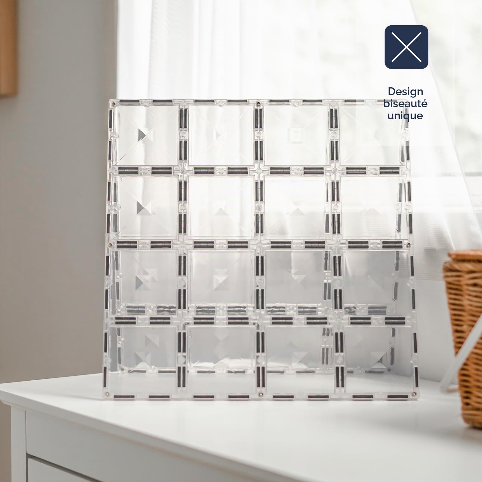 CONNETIX Tuiles magnétiques Clair Paquet de plaques de Base, 2 pièces