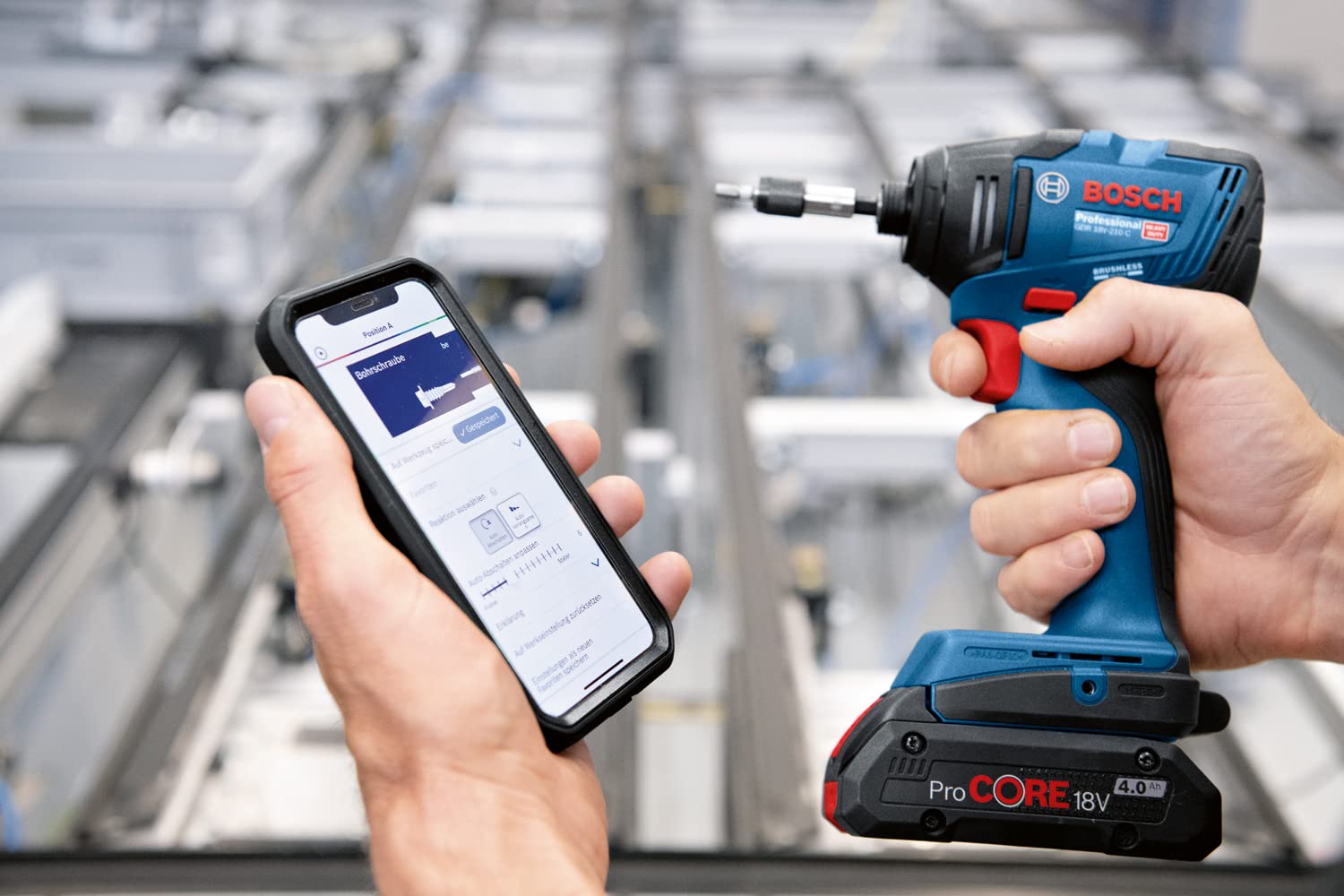Bosch Professional 18V System combi-kit : Perceuse-visseuse à percussion GSB 18V-110 C + visseuse à chocs GDR 18V-210 C (avec 2 batteries 5,0 Ah, chargeur GAL 1880 CV, L-BOXX)