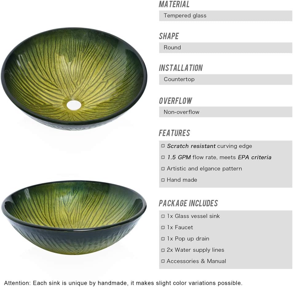 Buу 2 gеt 3 16.5 Tempered Glass Green Round Vessel Sink Faucet,Oil Rubbed Bronze Bathroom Bowl With Pop Up Drain Combo Mounting Ring include (Round ) 70% оƒƒ Evеrуthіng 16.5 Tempered Glass Green Round Vessel Sink Faucet,Oil Rubbed Bronze Bathroom Bowl With Pop Up Drain Combo Mounting Ring include (Round )