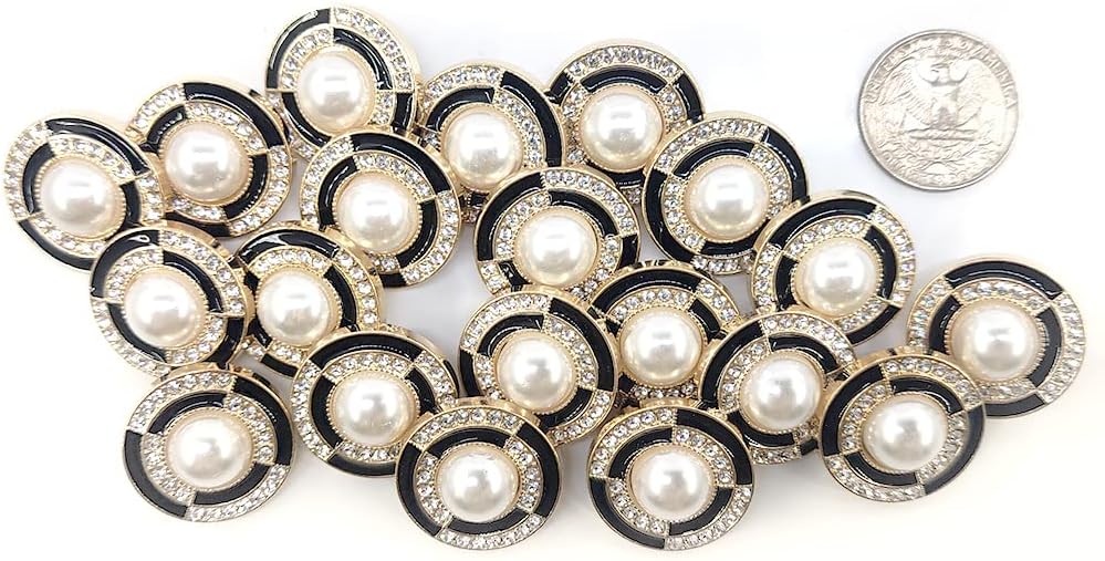 20 pcs Vintage Shield Shape Black Enamel Metal Sewing Shank Buttons for Coats -25mm -1"