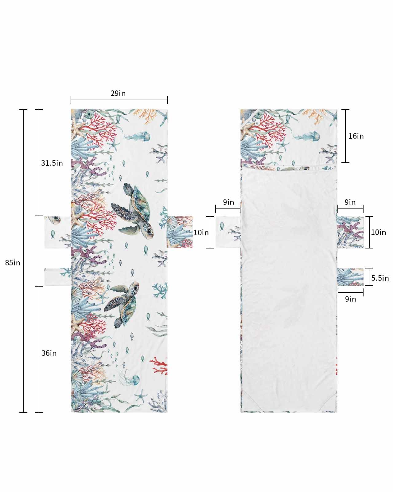 Sea Turtle Beach Lounge Chair Towel Cover, Soft Chaise Lounge Towel with Side Pockets Patio Pool Chairs Cover for Beach/Pool Sunbathing 29x85 Summer Beach Coral Ocean Nautical Coastal