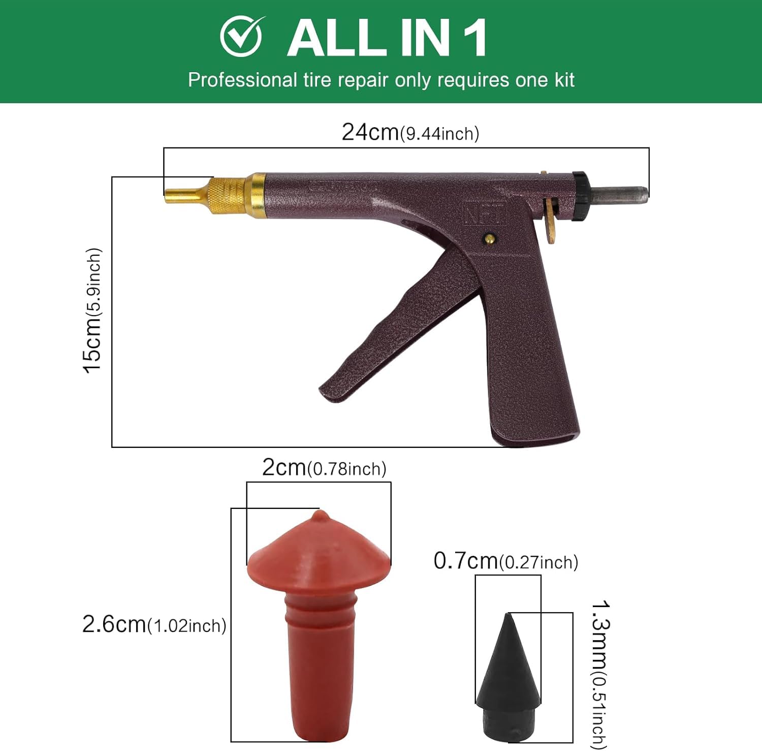 Kit Reparación Neumáticos Rapid Plug 2.0, Tapón Champiñón Automático para Pinchazos Sin Cámara, No Desmonte la Rueda, Profesional para Coches, Motos, Camiones y Autocaravanas, Portátil con Bolsa
