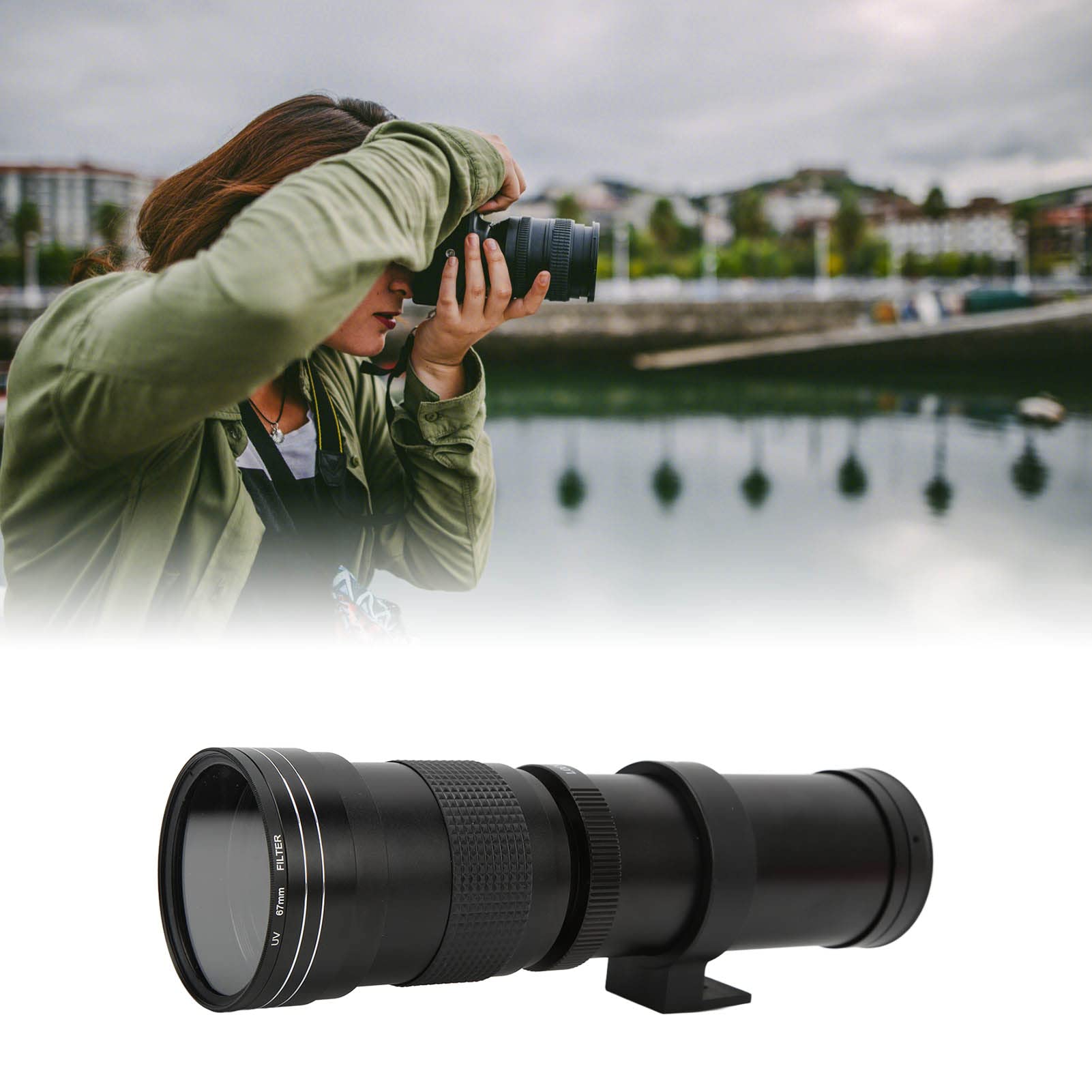 Fotocamere digitali e accessori 420‑800mm F8.3‑16 Teleobiettivo zoom manuale per fotocamera con anello adattatore per fotocamere AF 27 * 9 * 9 cm obiettivo e accessori