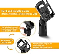 Vista 4 de Soporte universal de clip de micrófono de 3 piezas, soporte de micrófono ajustable para soporte con 2 piezas de adaptador de tornillo macho de 5/8