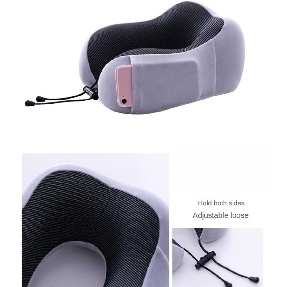Cuscino da Viaggio Cuscino da Collo Cuscino da viaggio in memory foam con supporto per la testa per aereo, auto, treno, casa Cuscino da Viaggio Aereo(Grey)