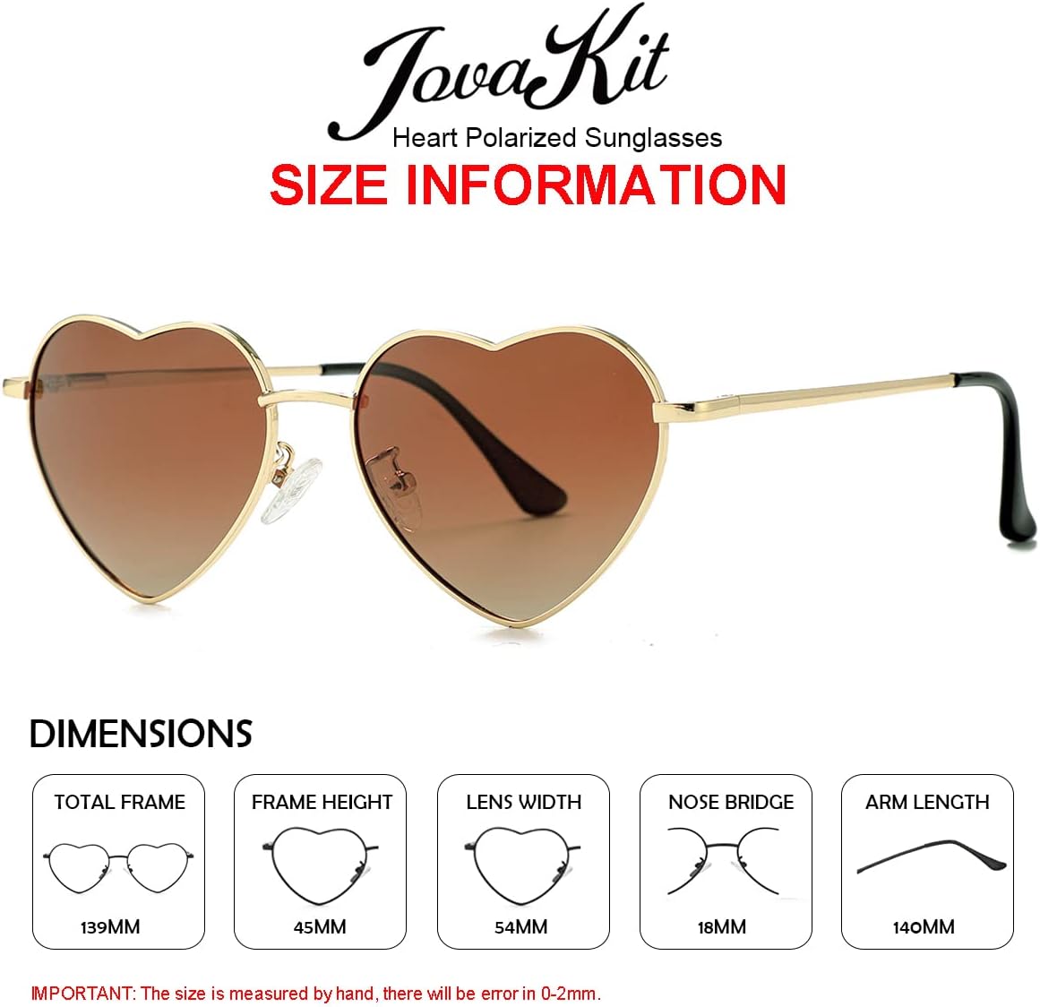 JOVAKIT Polarized Heart Sunglasses for Women Fashion Lovely Style Metal Frame UV400 Protection Lens - Image 3