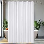 Linge de douche en tissu lavable blanc,Linge douche imperméable à l'eau 72 x 72 inch Hôtel Qualité Salle de bain Rideau de douche avec crochets Rideaux de douche à sec rapide pour salle de bains