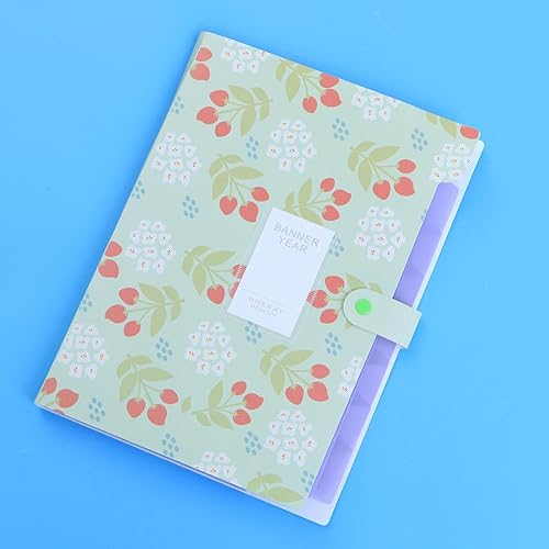 Miniatura 8 de Floral Pocket Green Organizador Light Suministros de oficina Cubiertas de documentos Carpeta de plástico Impresión de plástico Expandiendo Tamaño