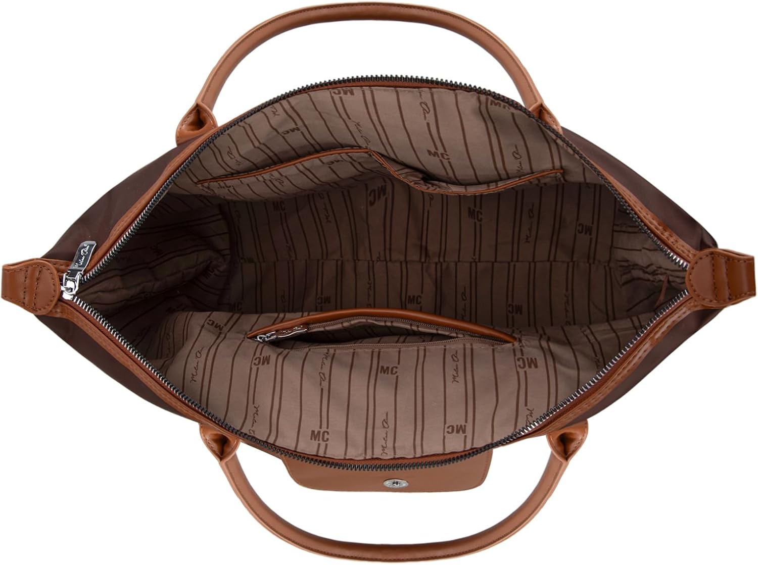 Milan Chiva Nylon Tote Bag for Women Large Shoulder Bag with Zipper Lightweight Foldable Work Tote - Image 6