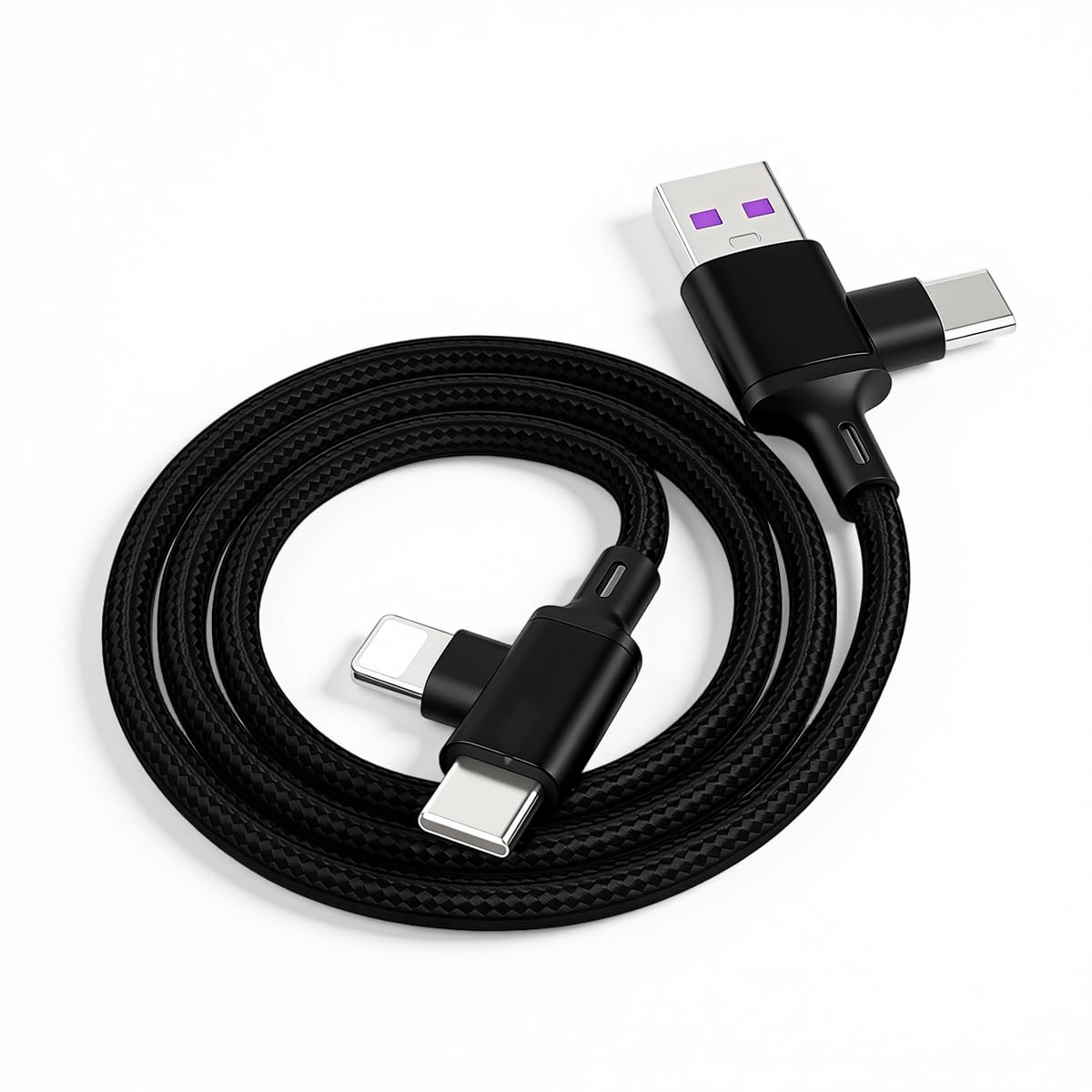 Verilux® 4-in-1 USB Charging Cable, Aluminum Alloy USB-A & USB-C to Ligh-ning & USB-C, PD 66W Fast Charging Cord for Phone17/16/15, Android, 480Mbps Data Speed 6.6ft Nylon Braid Cable-image-35