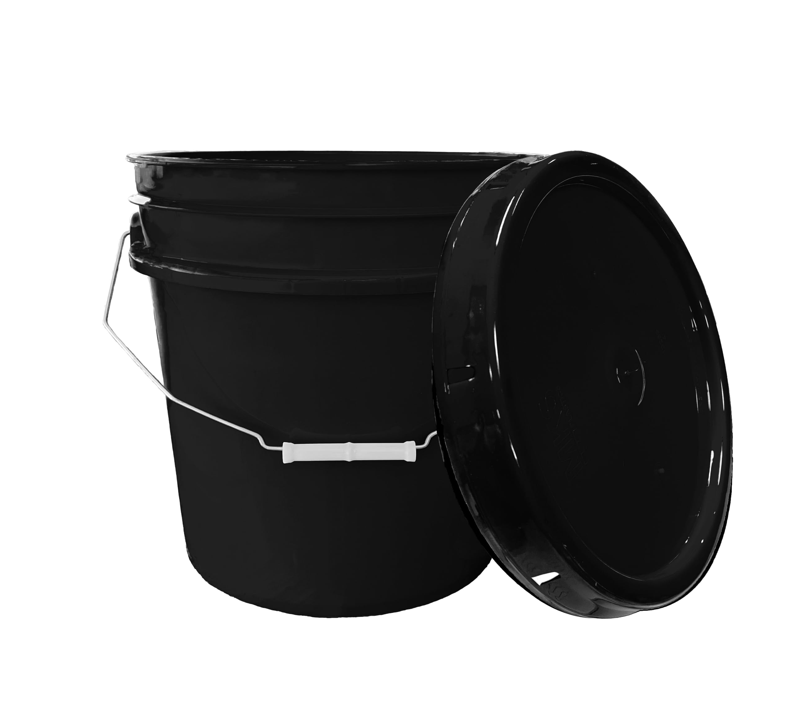 6-Pack 5 Gallon Black Buckets With Lids & Handles - Heavy Duty Food Storage Containers