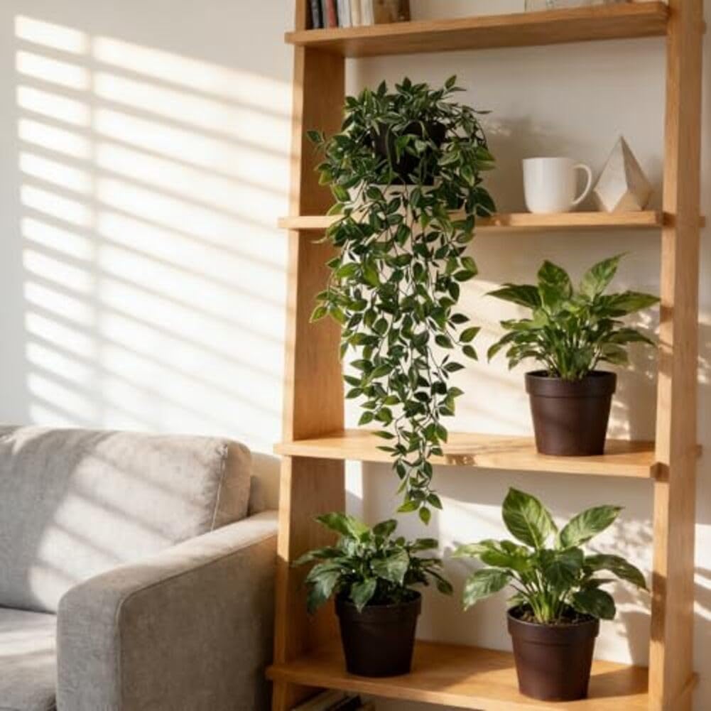 Plantes artificielles pour décoration murale fausse verdure suspendue 65 cm lot de 4