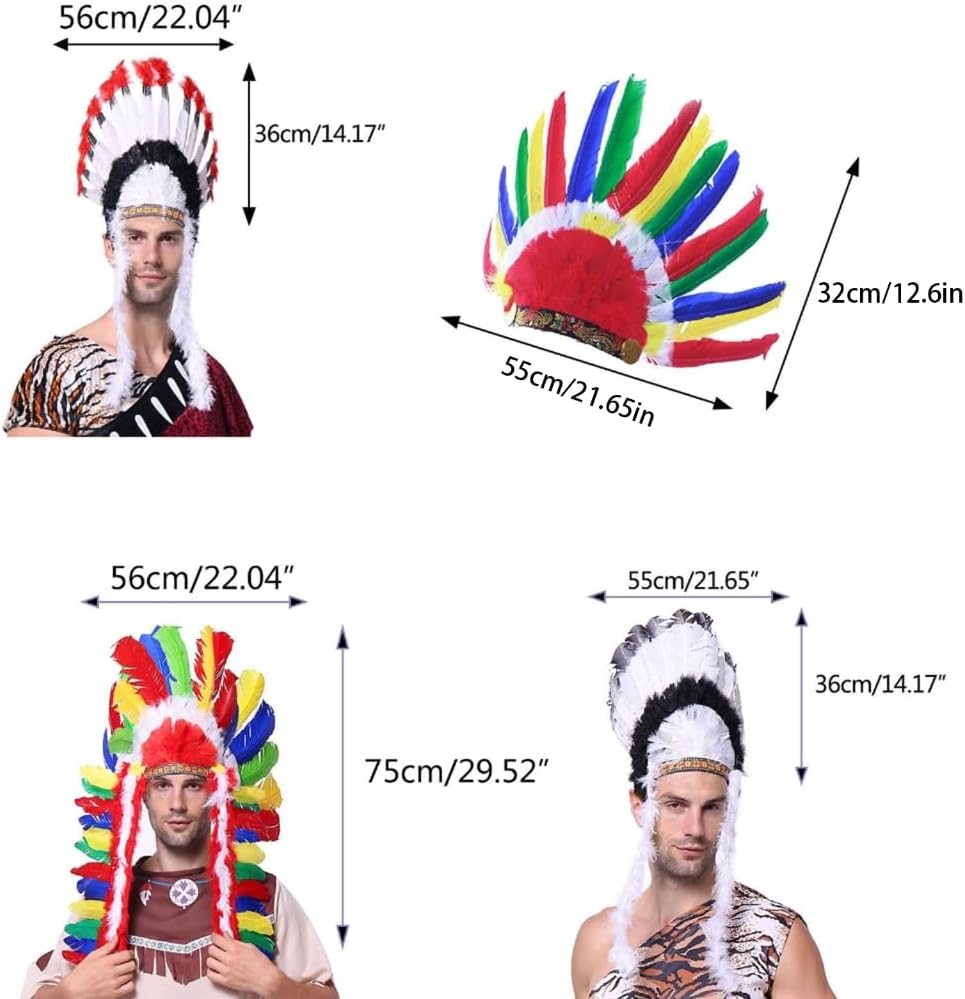 Native American Chief Headdress Indian Costume Feather Hair Dress Headpiece