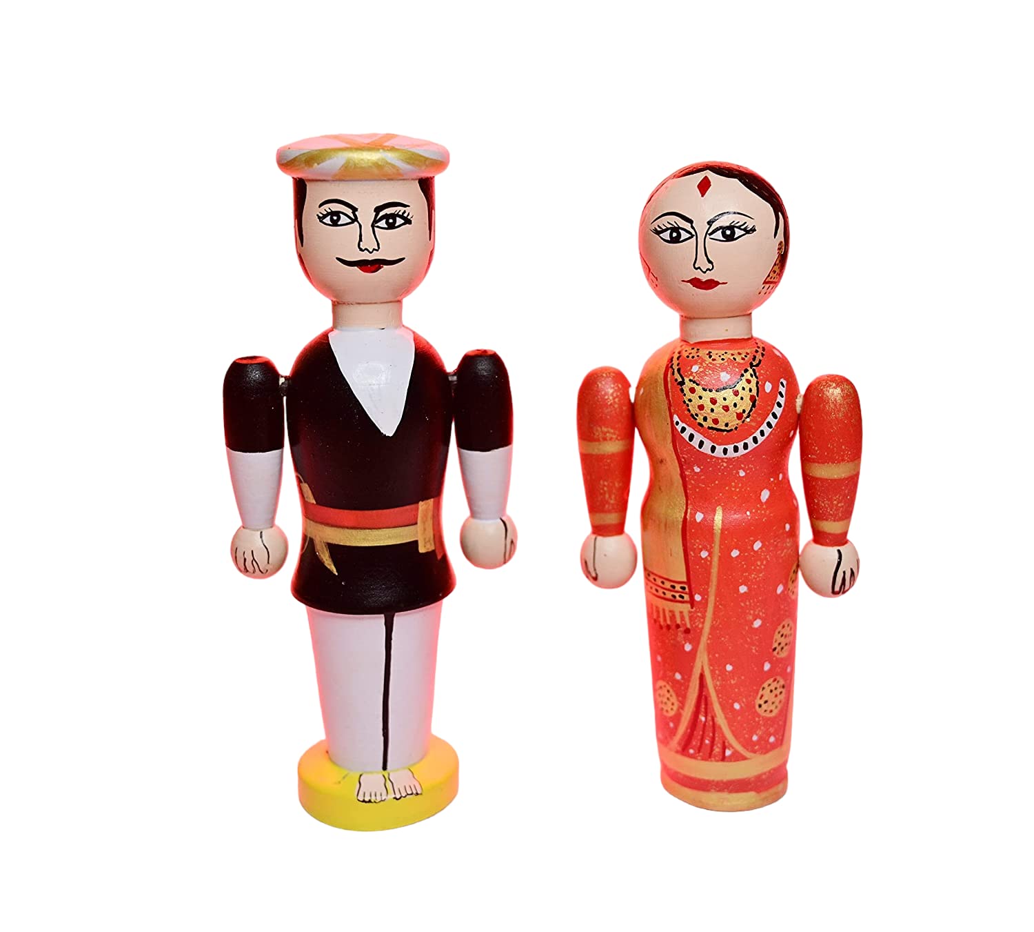 CHANNAPATNA TOYS Wooden Raja & Rani Dolls | Mr & Mrs Pair Dolls Toys for Kids (3 Years+) 7 inch Multi Color- Set of 2 pcs (B0BXJ2M5QC) Amazon Price History, Amazon Price Tracker