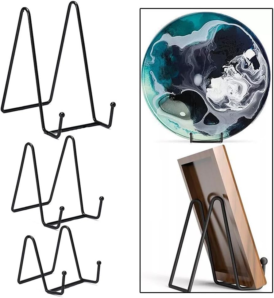 Sturdy Metal Art Stand Storage Rack - Versatile Plate Holder Displaying Plates, Photo Frames, More(012)