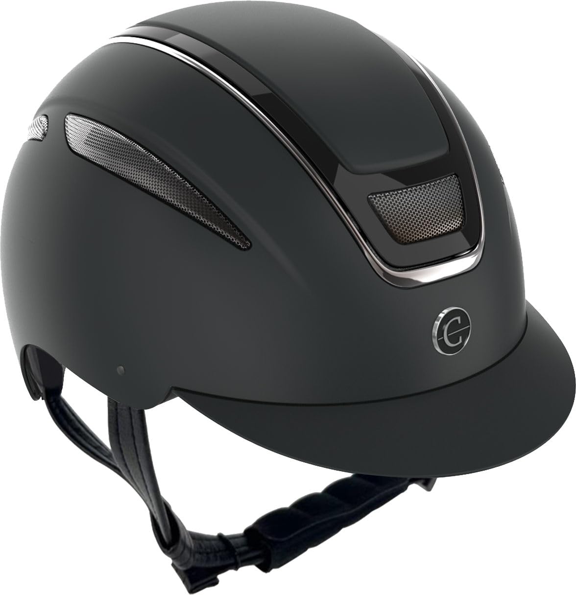Covalliero Casco de equitación Elite, para mujer, ventilación óptima, correa de piel sintética, forro interior extraíble, carcasa dura ABS, negro, L/59-61 cm