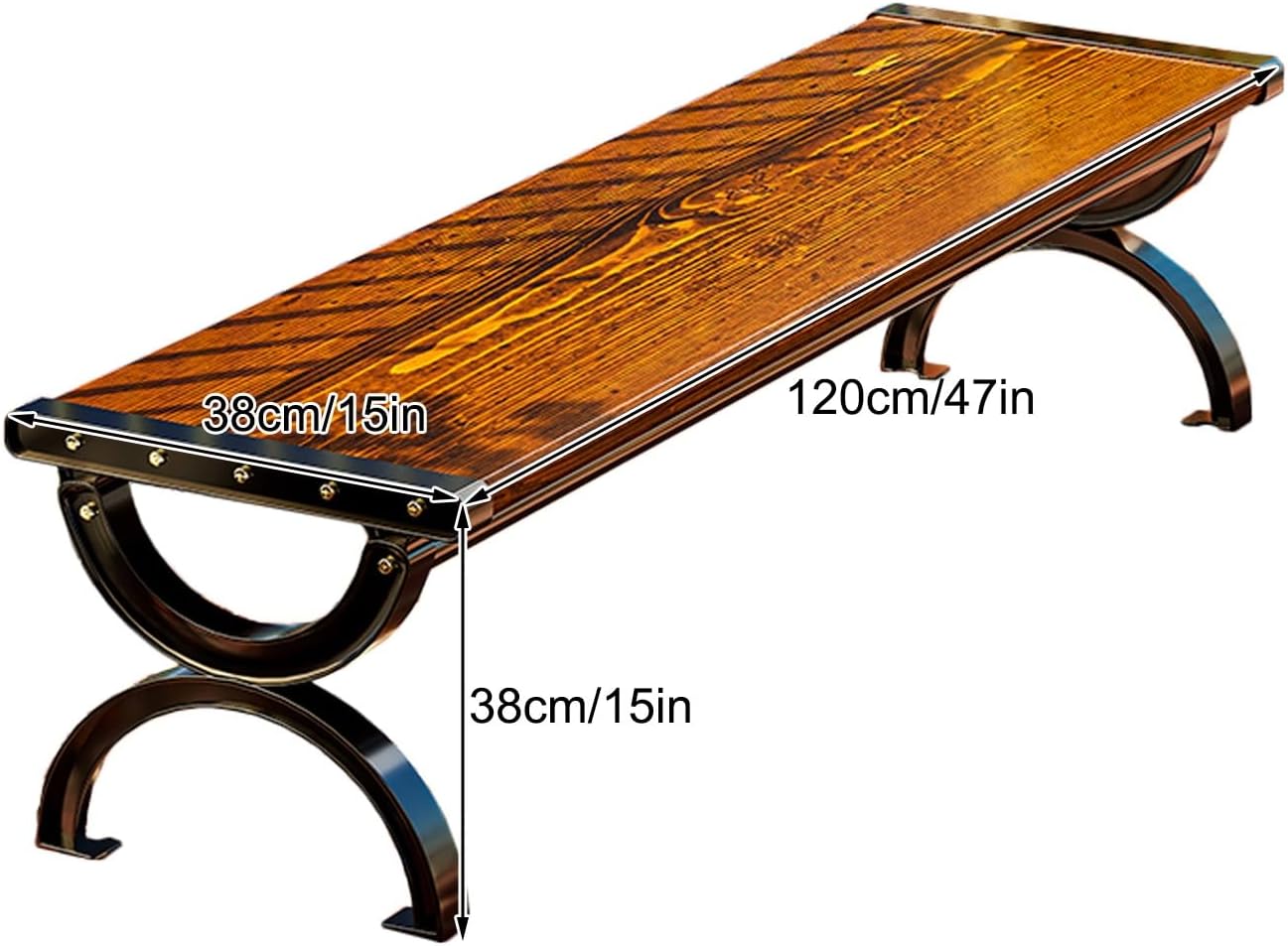 Weatherproof Outdoor Backless Bench, 47in Wooden Park Bench for Garden, Patio & Deck, Stylish Seating for Backyard & Outdoor Spaces