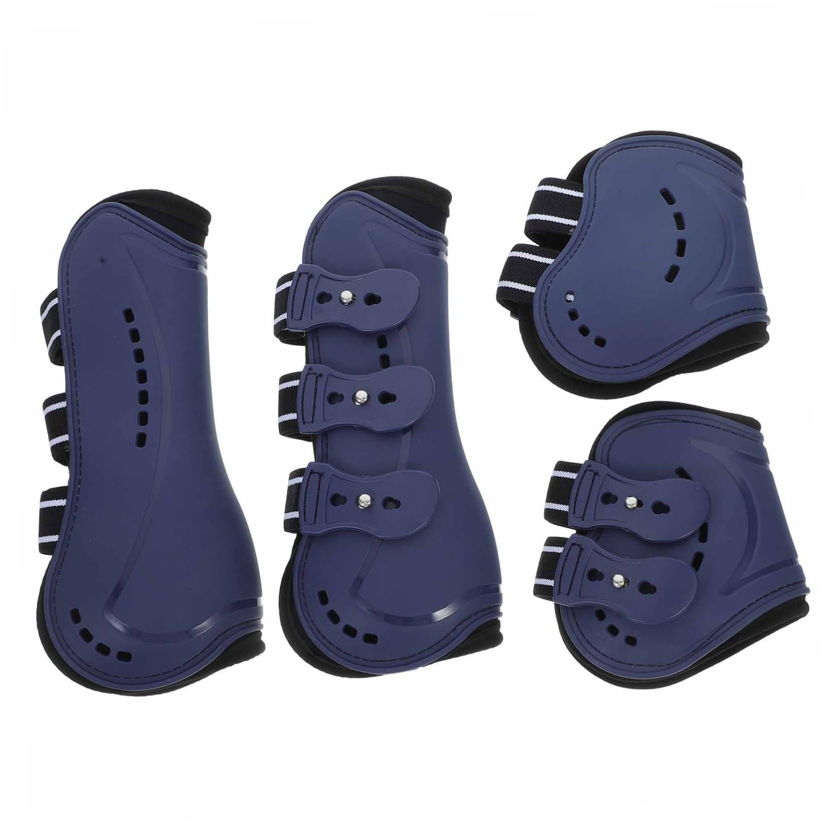 Gatuida 4 Piezas Botas Protectoras para Caballo Ajustables de PU Juego para y Equitación Soporte para Tendones y Protección de Piernas Mediano Azul
