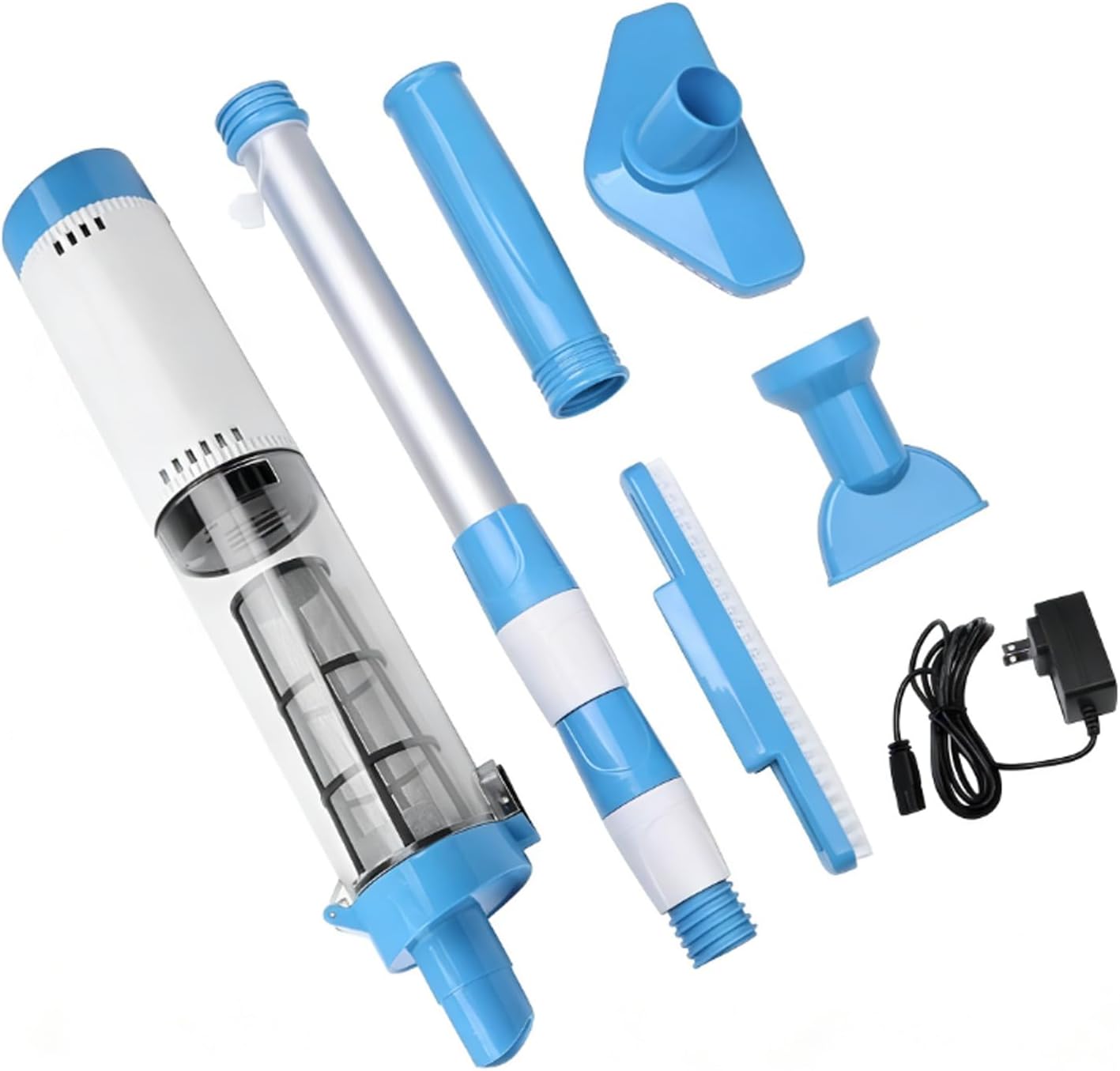 Hilitand Handheld Pool Vacuum Cleaner, Cordless Rechargeable Vacuum with Telescopic Pole for Above In Ground Pools Hot Tubs Spas (US Plug)