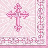 Radiant Cross Pink Religious Beverage Napkins, 16ct