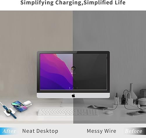 Miniatura 5 de Cargador inalámbrico 3 en 1, estación de carga plegable, almohadilla de carga inalámbrica magnética compatible con iPhone 15141312 Pro Max Plus,