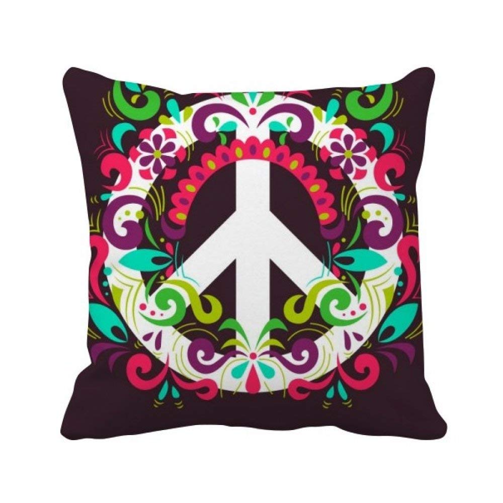 Housse de coussin symbole de la paix textile carré décoration maison motif anti-guerre