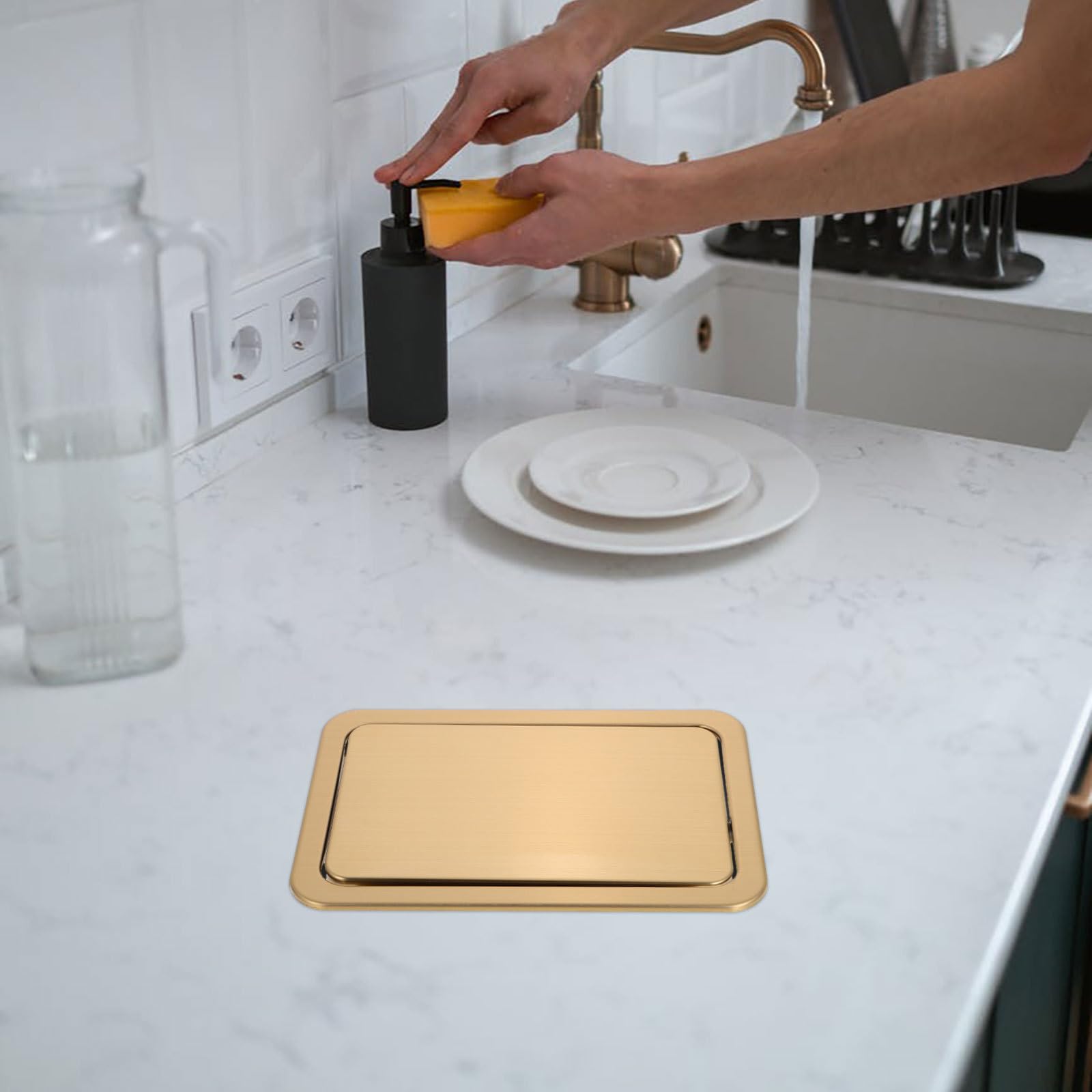Cubre Tapa Abatible Diseño Empotrado Acero Inoxidable y Fregadero para Adecuado para Ahorro de Espacio Aplicación Multifuncional Cocina Restaurantes
